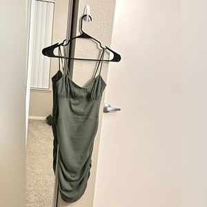 Ribbed and Rouched Mini Dress